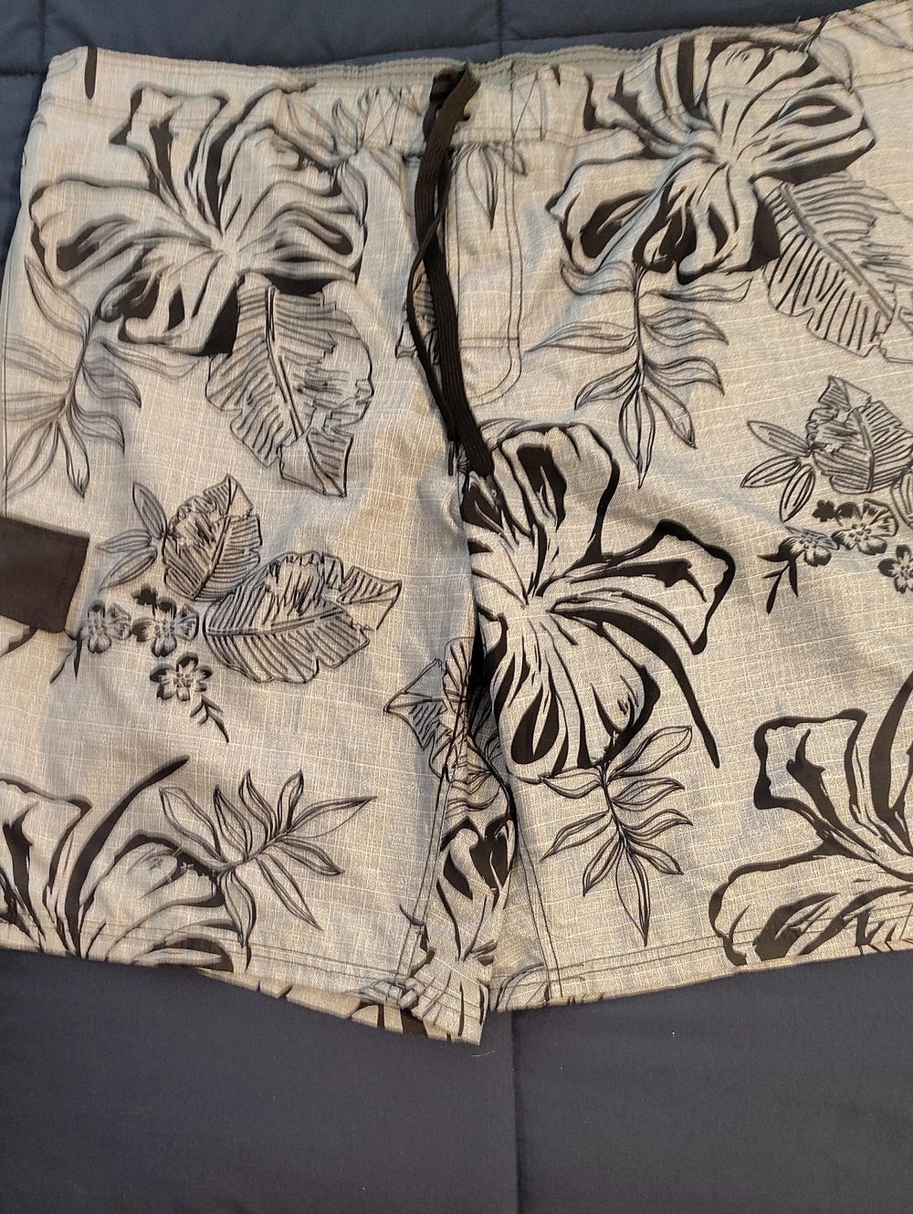 OP Men's Floral Drawstring Shorts - Light Gray/Black